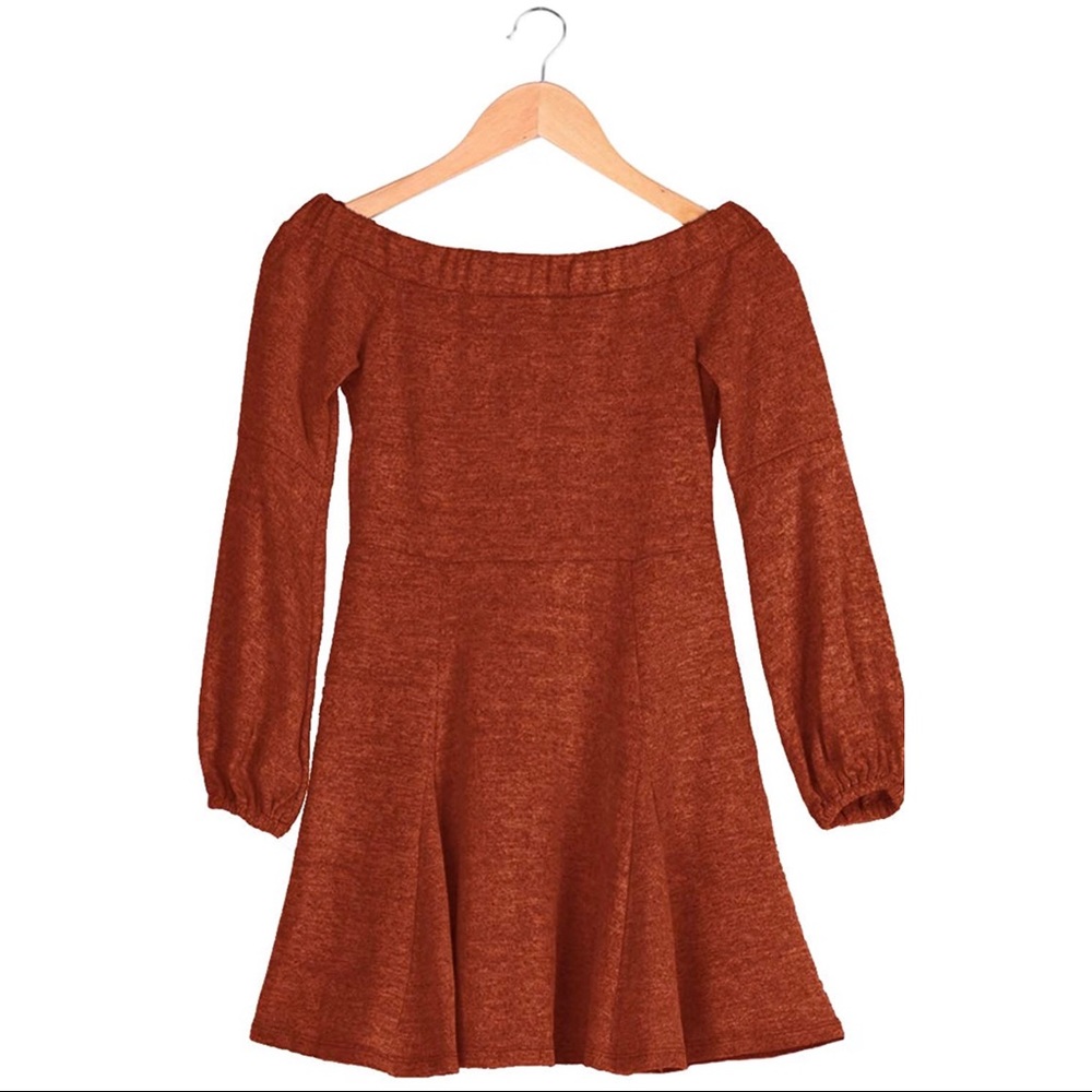 Sexy Off Shoulder Loose Long Sleeve Swing Dress - Picture 3 of 3